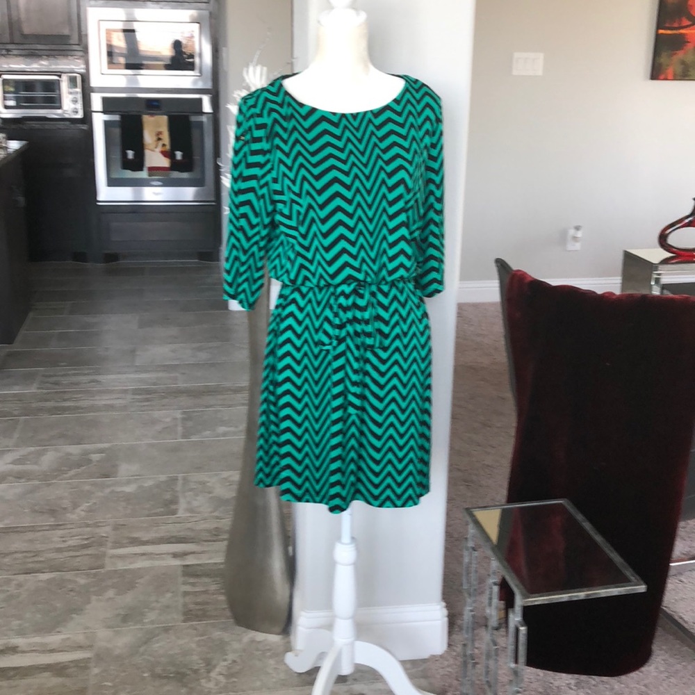 Green and black chevron striped dress!